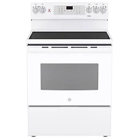 GE 30" 5.0 Cu. Ft. True Convection 5-Element Freestanding Electric Air Fry Range (JCB840DVWW) - White