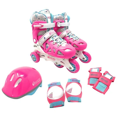 Chicago 2-In-1 Training Inline Skates Combo Set - Pink - Size J10-J13