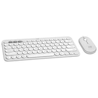 Logitech Pebble 2 Bluetooth Optical Ergonomic Keyboard & Mouse Combo for Mac - White