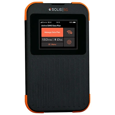 SIMO Solis 5G Mobile Wi-Fi Hotspot with Lifetime Data - Black/Orange