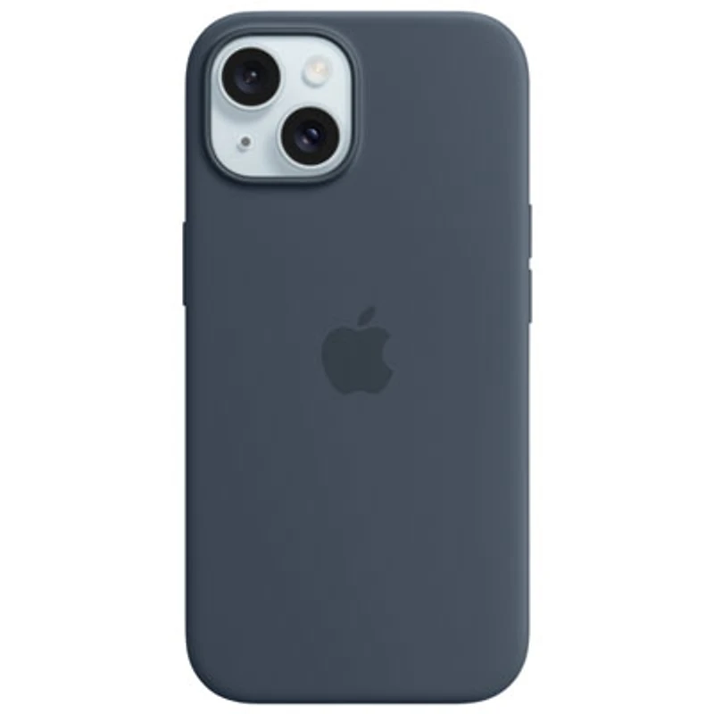Apple Silicone Fitted Soft Shell Case with MagSafe for iPhone 15 - Storm Blue