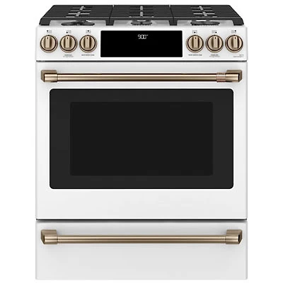 Open Box - Café 30" 5.7 Cu. Ft. True Convection 6-Burner Slide-In Gas Range (CC2S900P4MW2) - Matte White - Perfect Condition
