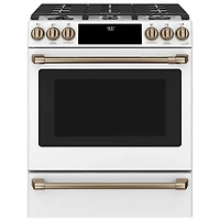 Open Box - Café 30" 5.7 Cu. Ft. True Convection 6-Burner Slide-In Gas Range (CC2S900P4MW2) - Matte White - Perfect Condition