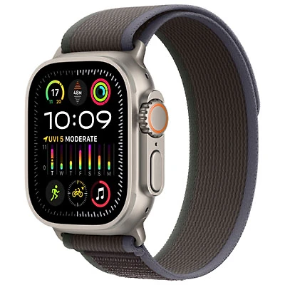 Bell Apple Watch Ultra 2 (GPS + Cellular) 49mm Titanium Case w/Blue Black Trail Loop - S/M - Monthly Financing