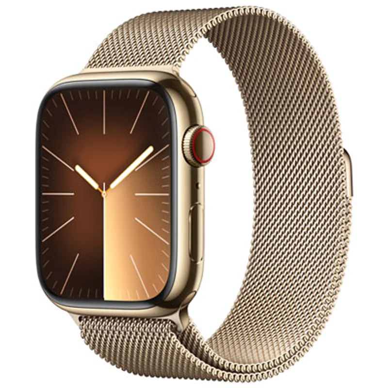TELUS Apple Watch Series 9 (GPS + Cellular) 45mm Gold Stainless Steel Case w/Gold Milanese Loop - L - Monthly Financing