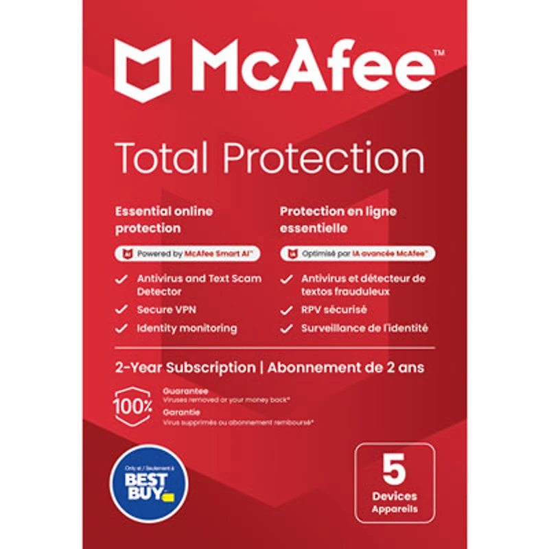 McAfee Total Protection (PC/Mac/iOS/Android) - 5 Device - 2 Year - Only at Best Buy