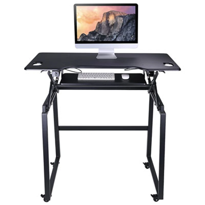 Rocelco 46"W Ergonomic Portable & Adjustable Stand Desk with Keyboard Tray