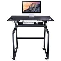 Rocelco 46"W Ergonomic Portable & Adjustable Stand Desk with Keyboard Tray