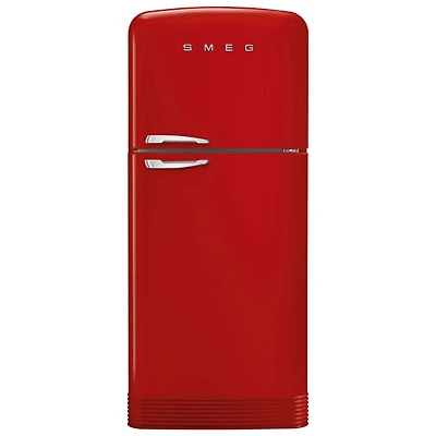 Smeg Retro 32" 19.2 Cu. Ft. Top Freezer Refrigerator with Ice Dispenser (FAB50URRD3) - Red