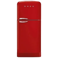 Smeg Retro 32" 19.2 Cu. Ft. Top Freezer Refrigerator with Ice Dispenser (FAB50URRD3) - Red