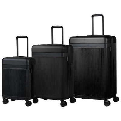 Open Box - Champs Onyx Collection 3-Piece Hard Side Expandable Luggage Set - Black