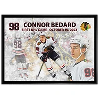Frameworth Chicago BlackHawks: Connor Bedard First Game Framed Canvas (31x22")