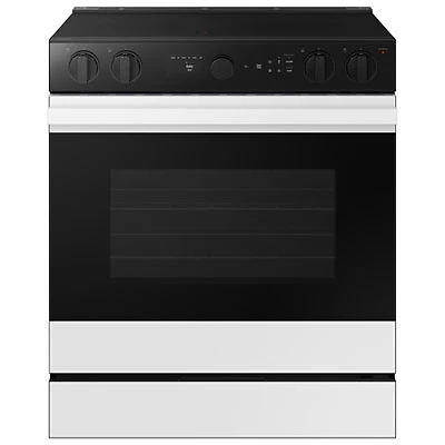 Samsung BESPOKE 30" 6.3 Cu. Ft. True Convection 5 Elements Slide-In Electric Range (NSE6DB850012AC) - White