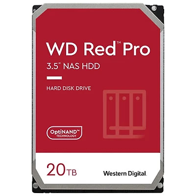 WD Red Pro 20TB 3.5" 7200RPM SATA Internal NAS Hard Drive (WD201KFGX) - Red
