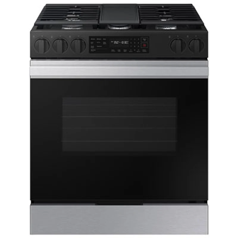 Samsung BESPOKE 30" 6 Cu. Ft. Fan Convection 5-Burner Slide-In Gas Range (NSG6DG8300SRAA) - Matte Black Stainless Steel