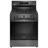 Frigidaire 30" 5.1 Cu. Ft. Fan Convection 5-Burner Gas Air Fry Range (FCRG3083AD) - Black Stainless
