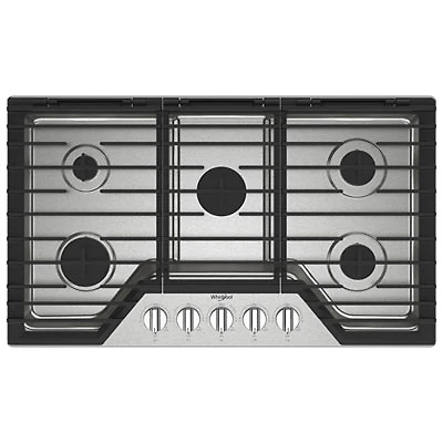 Whirlpool 36" 5-Burner Gas Cooktop (WCGK5036PS) - Stainless Steel