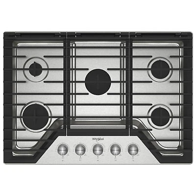 Whirlpool 30" 5-Burner Gas Cooktop (WCGK7030PS) - Stainless Steel