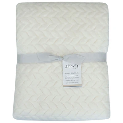 Juddlies Jacquard Flannel Blanket - Off-White