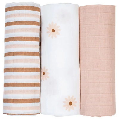 Lulujo Muslin Swaddles - 3 Pack - Daisies