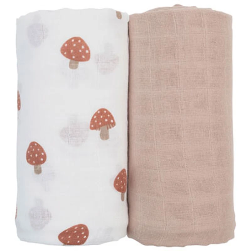 Lulujo Muslin Swaddles - 2 Pack - Mushroom/Sand