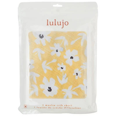Lulujo Boho Fitted Sheet - Crib - Yellow Wildflowers