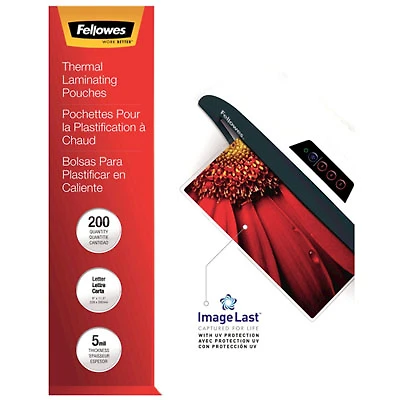 Fellowes ImageLast 9"x11.5" Thermal Laminating Pouches with UV Protection - 5 mil - 200 Pack