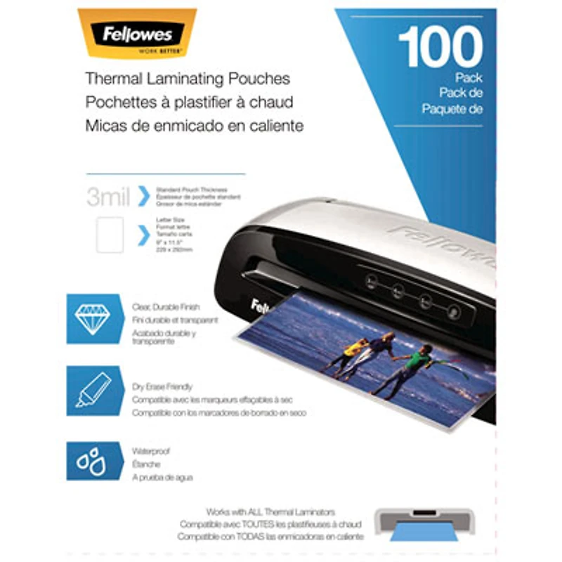 Fellowes 9"x11.5" Thermal Laminating Pouches - 3 mil - 100 Pack