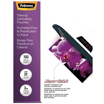 Fellowes SuperQuick 9"x11." Thermal Laminating Pouches - mil
