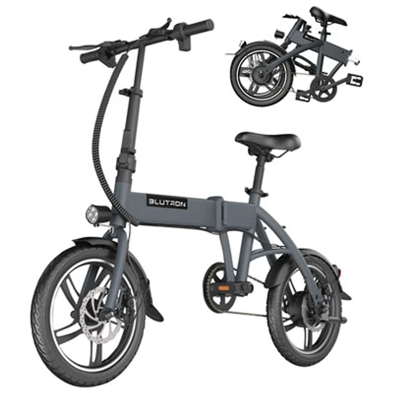 Blutron EB380F 350W Foldable Compact Electric Bike (Up to 35km Battery Range / 28km/h Top Speed) - Grey - Exclusive Retail Partner