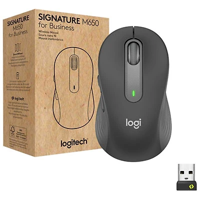 Logitech Signature M650 for Business 4000 DPI Business Wireless Mouse For Small to Medium Sized Hands - Graphite