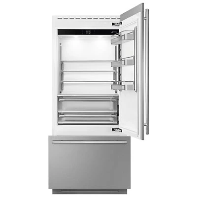 Smeg 36" 19 Cu. Ft. Built-in Bottom Freezer Refrigerator with Ice Dispenser (RBMU36RX) - Stainless Steel