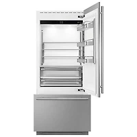 Smeg 36" 19 Cu. Ft. Built-in Bottom Freezer Refrigerator with Ice Dispenser (RBMU36RX) - Stainless Steel