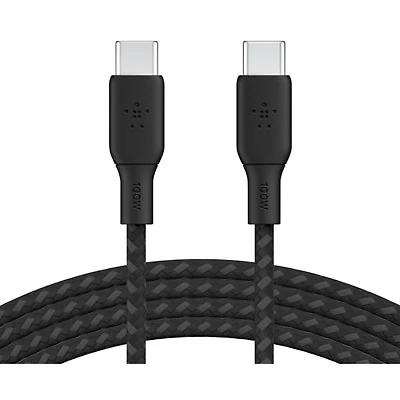 Belkin 2m (6.6ft) BoostCharge USB-C to USB-C Braided Cable (CAB014bt2MBK) - Black