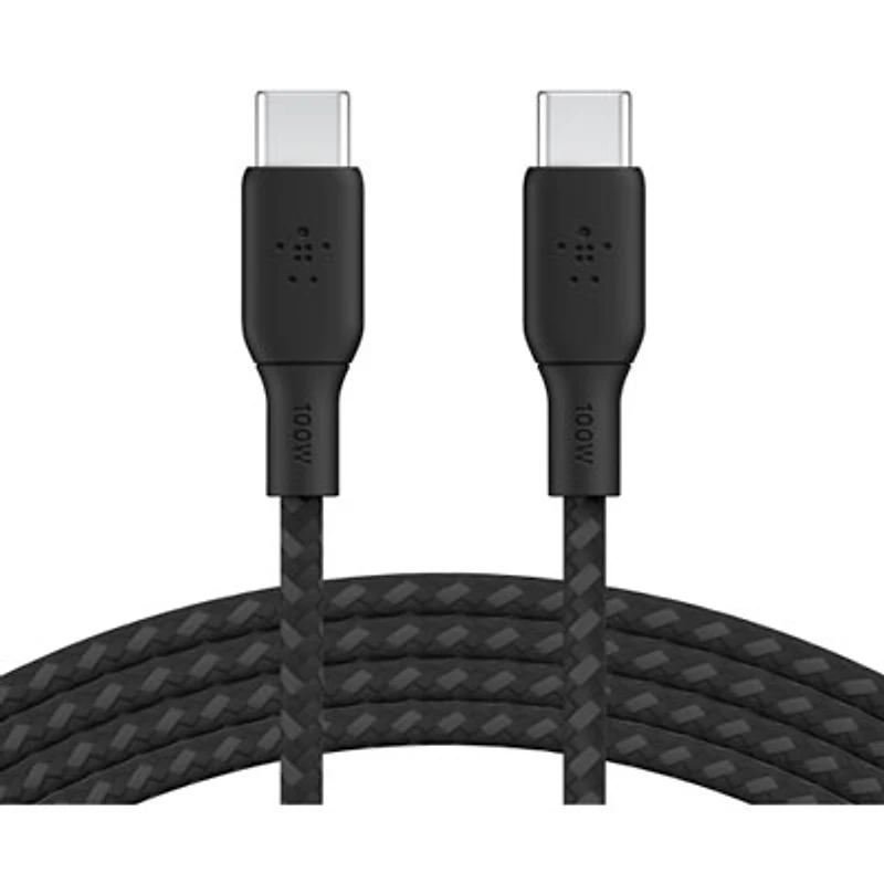 Belkin 3m (10ft) BoostCharge USB-C to USB-C Braided Cable (CAB014bt3MBK) - Black