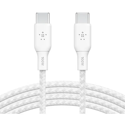 Belkin 3m (10ft) BoostCharge USB-C to USB-C Braided Power Cable (CAB014bt3MWH) - White