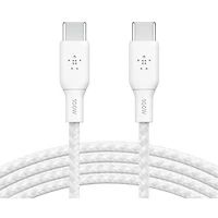Belkin 3m (10ft) BoostCharge USB-C to USB-C Braided Power Cable (CAB014bt3MWH) - White
