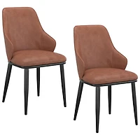 Kash Contemporary Faux Leather Dining Chair - Set of 2 - Saddle