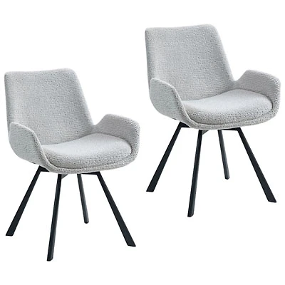 Signy Modern Fabric Dining Chair - Set of 2 - Light Grey