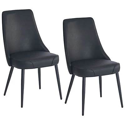 Koda Modern Faux Leather Dining Chair - Set of 2 - Black