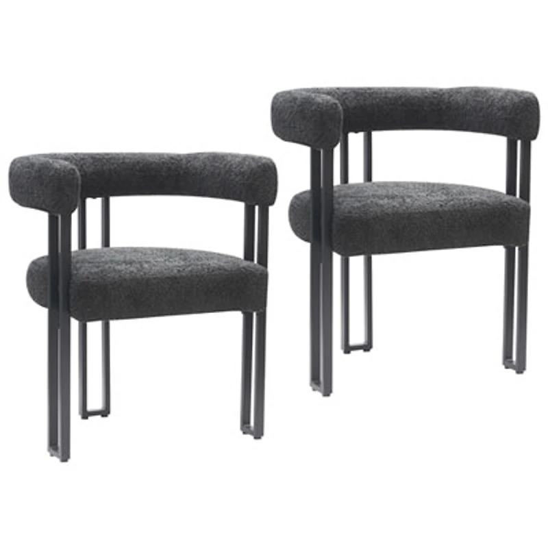 Scarlet Contemporary Fabric Dining Chair - Set of 2 - Charcoal
