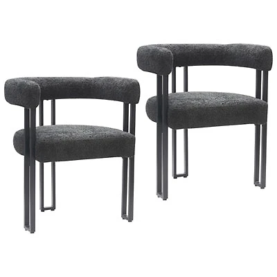 Scarlet Contemporary Fabric Dining Chair - Set of 2 - Charcoal