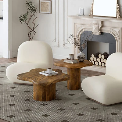 Mayal 2-Piece Contemporary Table Set - Walnut