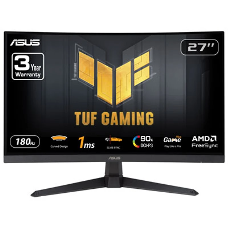 ASUS TUF 27" FHD 180Hz 1ms GTG Curved VA LED FreeSync Gaming Monitor (VG27VQ3B) - Black