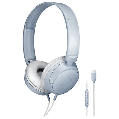 Audio-Technica ATH-S120C On-Ear Headphones with USB-C - Blue Grey