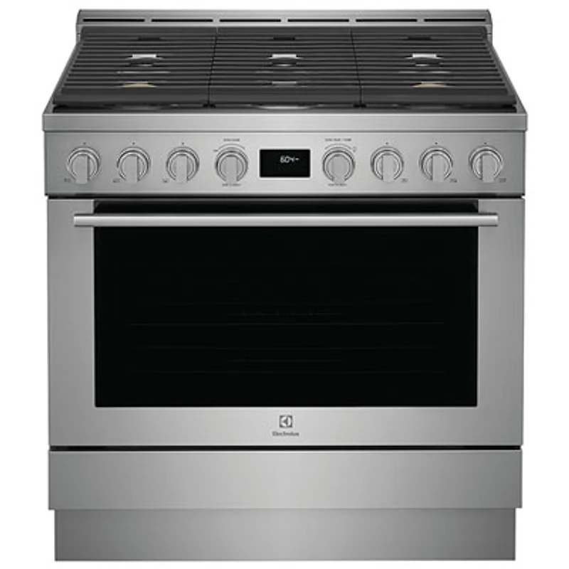 Electrolux 36" 4.4 Cu. Ft. True Convection 6-Burner Freestanding Gas Range (ECFG3668AS) - Stainless Steel