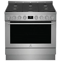 Electrolux 36" 4.4 Cu. Ft. True Convection 6-Burner Freestanding Gas Range (ECFG3668AS) - Stainless Steel
