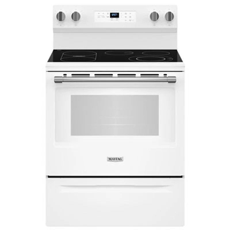 Maytag 30" 5.3 Cu. Ft. Self-Clean 5-Element Freestanding Electric Air Fry Range (YMFES6030RW) - White