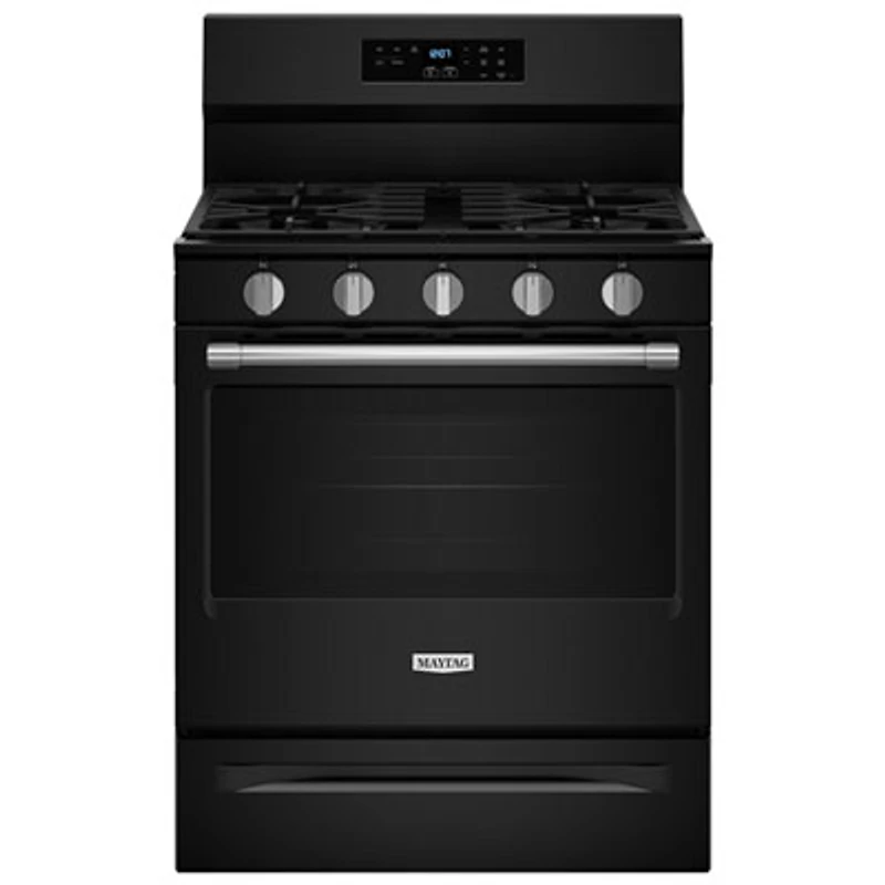 Maytag 30" 5.0 Cu. Ft. Fan Convection 5-Burner Freestanding Gas Air Fry Range (MFGS6030RB) - Black