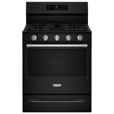 Maytag 30" 5.0 Cu. Ft. Fan Convection 5-Burner Freestanding Gas Air Fry Range (MFGS6030RB) - Black
